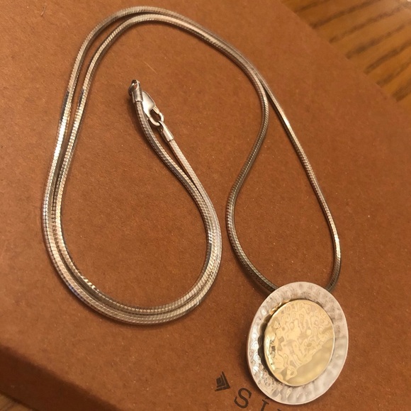 Vintage Silpada 14K Gold Plated Sterling Silver Pendant Snake Chain Necklace - Picture 4 of 13